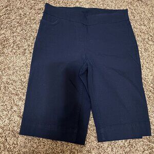 Slim-sation By Multiples Chino Shorts 4 Navy Blue Pull On Stretch Rayon Blend